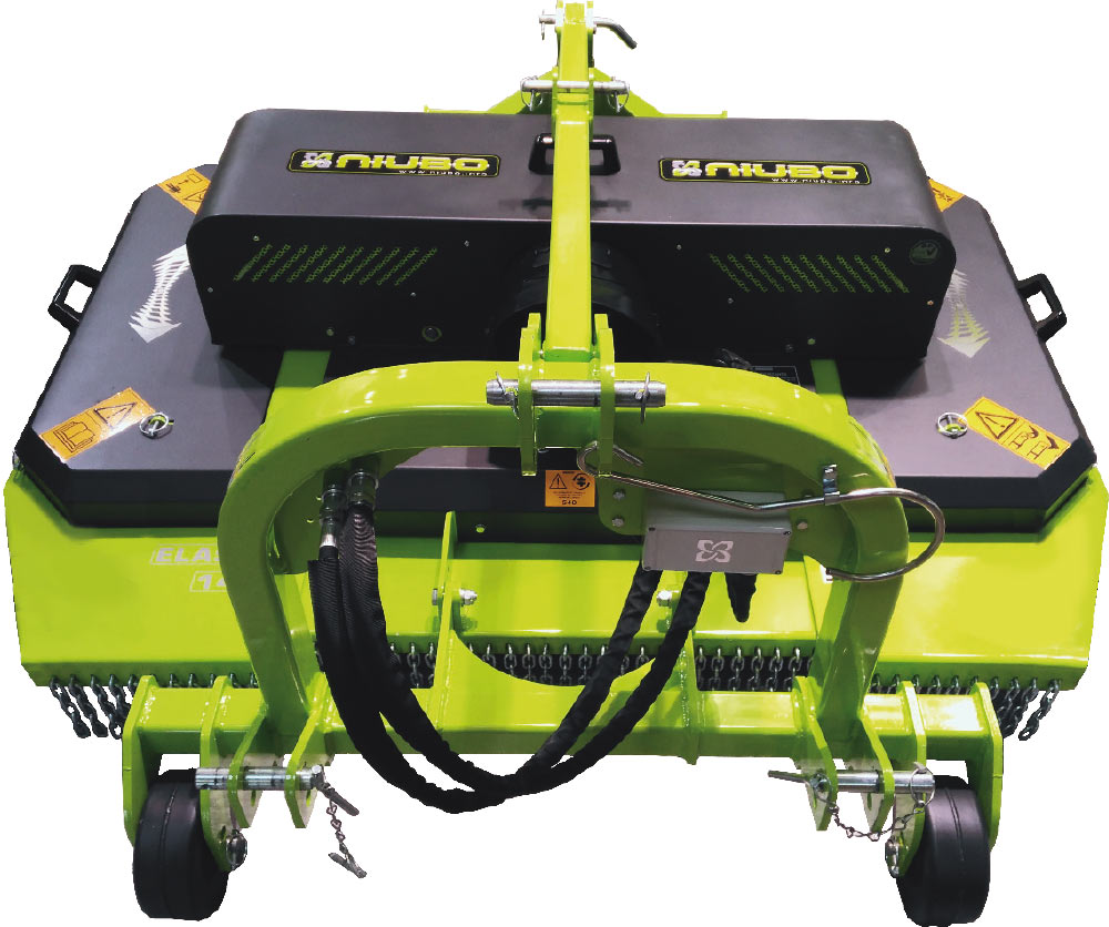Desbrozadora de anchura de trabajo variable para desbrozar la hierba en frutales y viñedos para tractores de 40 a 80 CV.