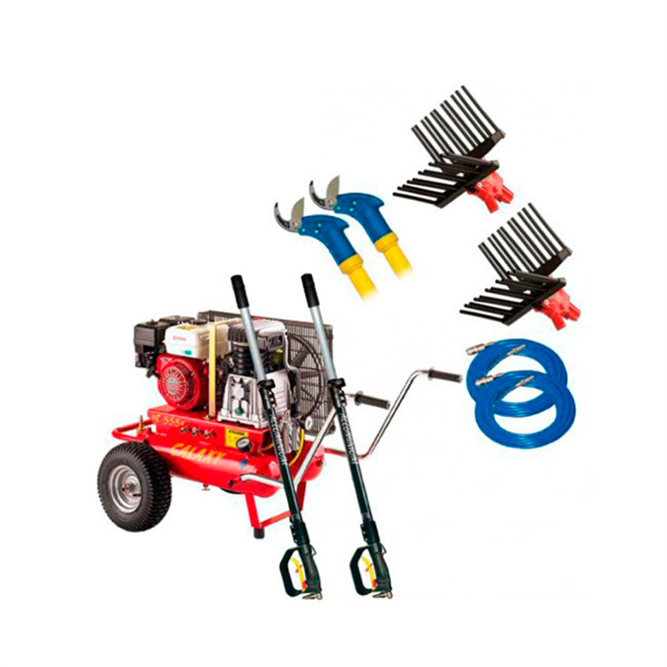 El kit profesional 555 Double Diesel es lo clamado por los clientes. El apasionado a la jardinería y el profesional dispondrán de un kit completo para la recogida y la poda.